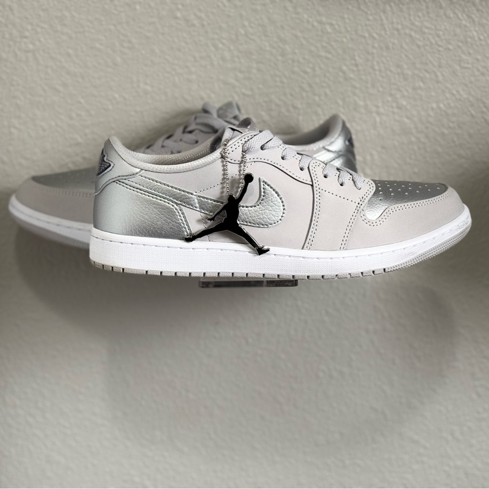 Jordan Silver and White Sneakers Classic Design